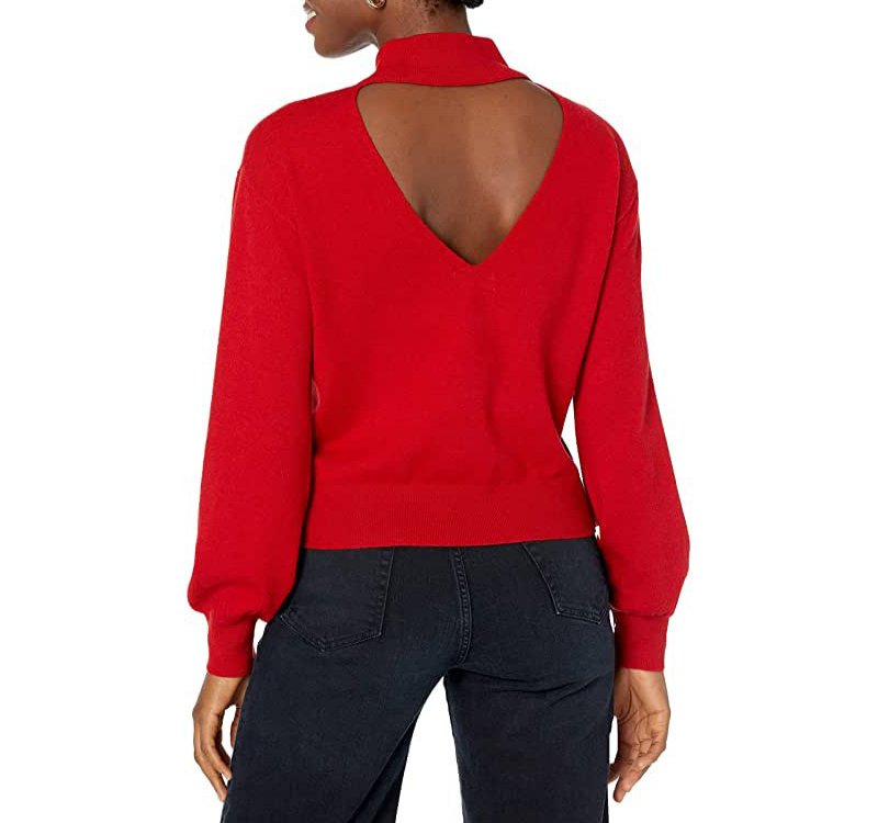The Drop Women Jaclyn Cutout Back Mock Neck Sweater